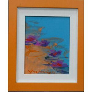 Original Charles Dix (1939-2005) abstract oil on board framed under glass - oran